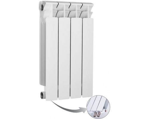 Радиатор биметаллический секционный Rifar Base Ventil 500 4 секции, нижнее левое подключение