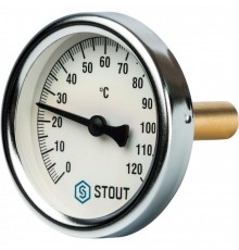 Термометр биметаллический 63 мм 1/2", 120°C с погружной гильзой 50 мм STOUT