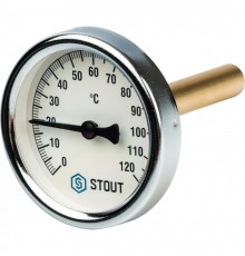 Термометр биметаллический 63 мм 1/2", 120°C с погружной гильзой 75 мм STOUT