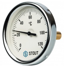 Термометр биметаллический 80 мм 1/2", 120°C с погружной гильзой 50 мм STOUT