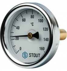 Термометр биметаллический 63 мм 1/2", 160°C с погружной гильзой 50 мм STOUT