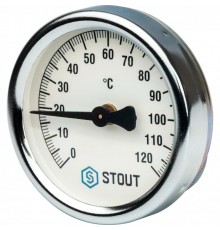 Термометр биметаллический 63 мм с пружиной, накладной STOUT