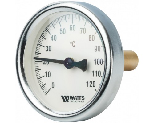 Термометр биметаллический 63 мм 1/2", 120°C с погружной гильзой 50 мм Watts F+R801 OR
