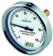 Термометр биметаллический 80 мм 1/2", 120°C с погружной гильзой 50 мм FAR