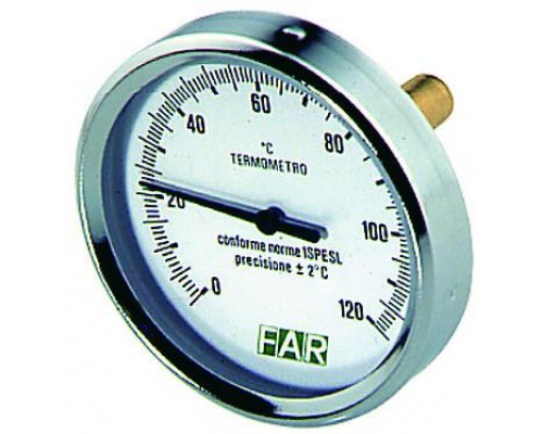 Термометр биметаллический 80 мм 1/2", 120°C с погружной гильзой 50 мм FAR
