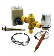 Клапан зональный трехходовой с термоголовкой, погружным датчиком и контактным термостатом НР 1/2" EMMETI