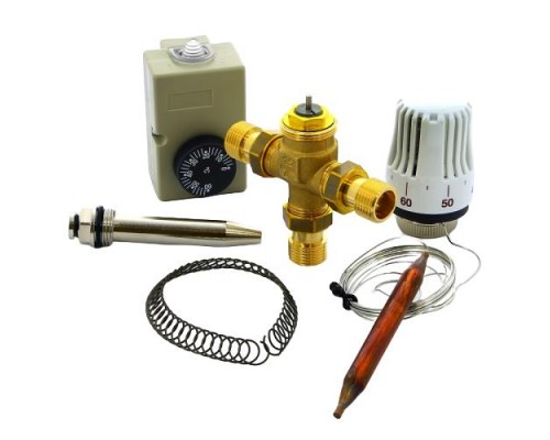 Клапан зональный трехходовой с термоголовкой, погружным датчиком и контактным термостатом НР 1/2" EMMETI