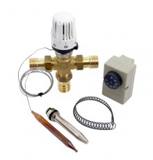 Клапан зональный трехходовой с термоголовкой, погружным датчиком и контактным термостатом НР 3/4" EMMETI