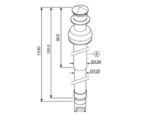 Труба коаксиальная вертикальная DN 80/110 1350 мм BOSCH AZ 404