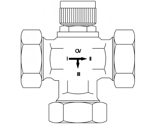 Вентиль распределительный 3-ходовой DN 20, PN 16 с НГ Tri-D TR Oventrop