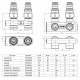 Узел радиаторный со встроенными вентилями перекрёстный НВ 3/4" х 3/4"ЕК с ниппелями и адаптером, прямой UNI-FITT