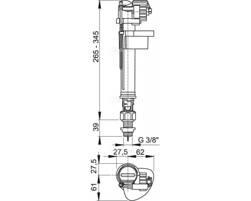 Впускной механизм с нижней подводкой и металлической резьбой 3/8" Alcaplast A18