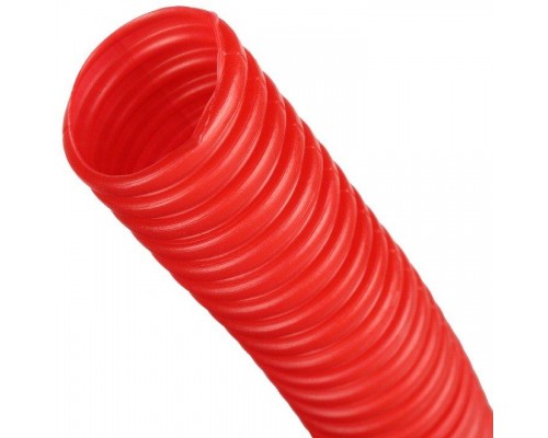 Труба гофрированная из полиэтилена 32 для труб диаметром 27, красная бухта 50 м STOUT