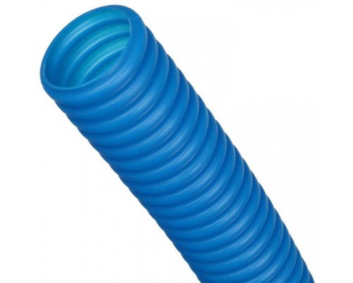 Труба гофрированная из полиэтилена 32 для труб диаметром 27, синяя бухта 50 м STOUT