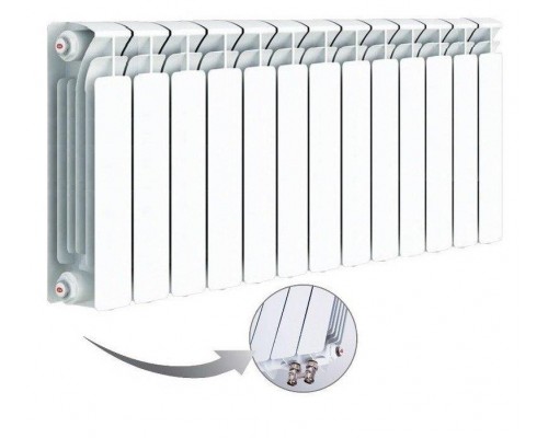 Радиатор биметаллический секционный Rifar Base Ventil 500 13 секций, нижнее левое подключение