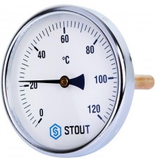 Термометр биметаллический 100 мм 1/2", 120°C с погружной гильзой 100 мм STOUT