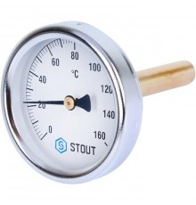 Термометр биметаллический 63 мм 1/2", 160°C с погружной гильзой 75 мм STOUT