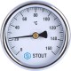 Термометр биметаллический 63 мм 1/2", 160°C с погружной гильзой 75 мм STOUT