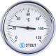 Термометр биметаллический 80 мм 1/2", 120°C с погружной гильзой 50 мм, с самоуплотнением STOUT