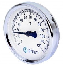 Термометр биметаллический 80 мм с пружиной, накладной STOUT