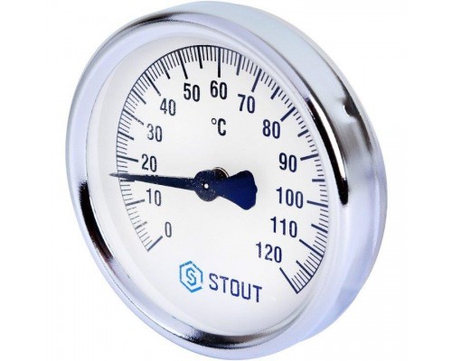 Термометр биметаллический 80 мм с пружиной, накладной STOUT