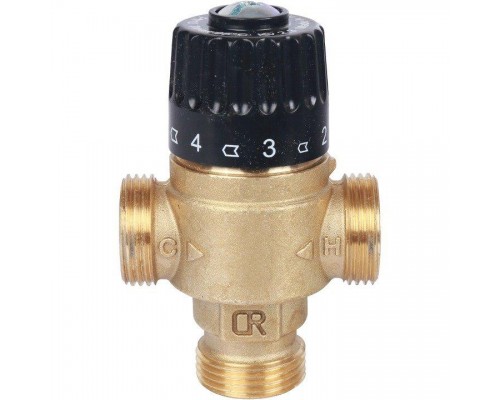 Клапан термостатический смесительный НР 3/4", 30-65°С, KV 2.3, центральное смешивание STOUT