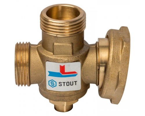 Клапан термостатический смесительный G 1”M-G 1”1/2 F-G 1”M, 70°С STOUT