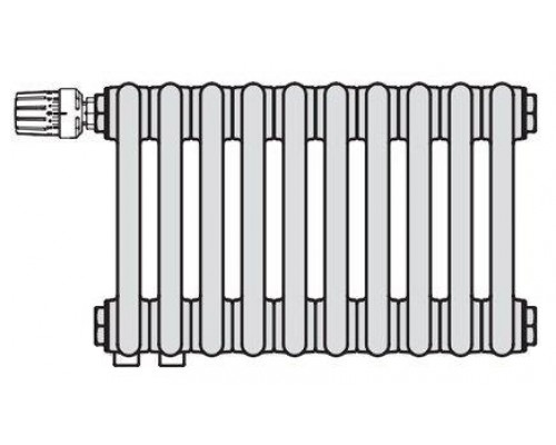 Радиатор стальной 2-х трубчатый Charleston 2110 8 секций, нижнее подключение Zehnder Ral 9016