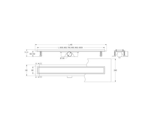 Душевой лоток Daveti Premium METAL S+ 50 см