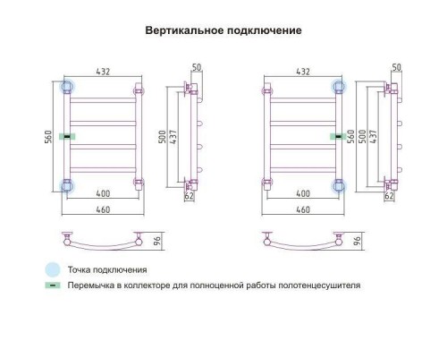 Полотенцесушитель водяной Галант+ 500x400 Сунержа