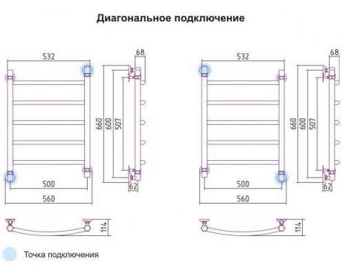 Полотенцесушитель водяной Галант+ 600x500 Сунержа