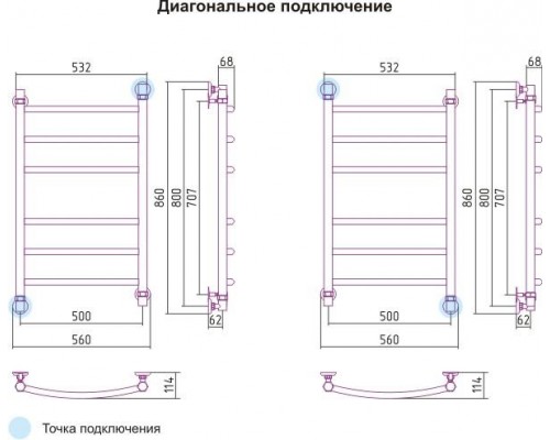 Полотенцесушитель водяной Галант+ 800x500 Сунержа