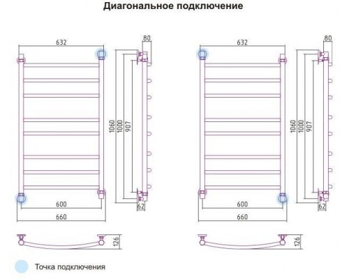 Полотенцесушитель водяной Галант+ 1000x600 Сунержа