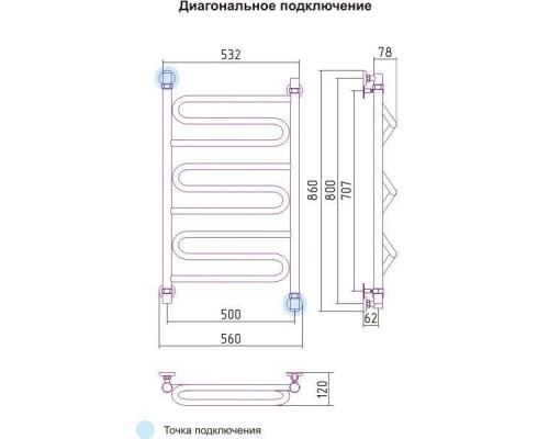 Полотенцесушитель водяной Элегия+ 800x500 Сунержа