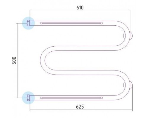 Полотенцесушитель водяной М-образный 500х650 Сунержа