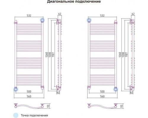 Полотенцесушитель водяной Флюид+ 1000х500 Сунержа