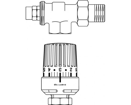 Вентиль осевой Ду 15 на обратную подводку и термостат Uni RTLH Oventrop