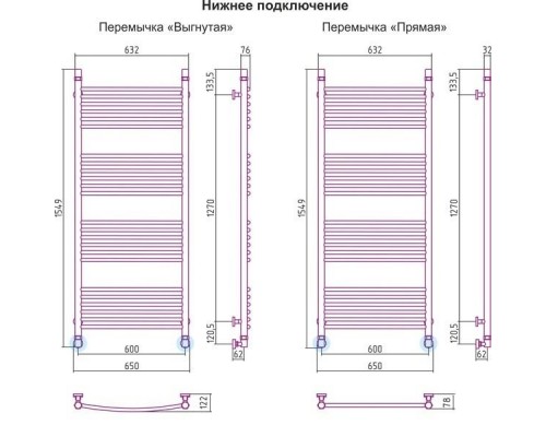 Полотенцесушитель водяной БОГЕМА+ прямая 1500х600 Сунержа