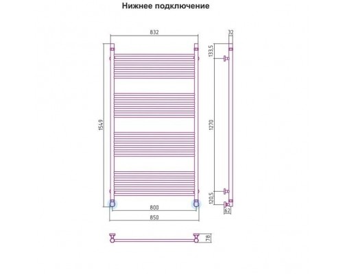 Полотенцесушитель водяной БОГЕМА+ прямая 1500х800 Сунержа