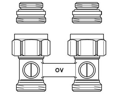 Узел нижнего подключения радиатора 1/2" НР x 3/4" НР, прямой, никелированный Multiflex F ZB Oventrop