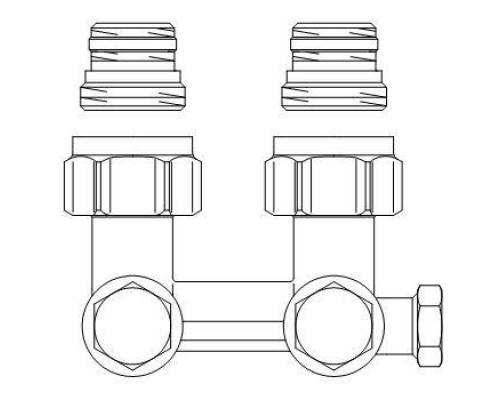 Узел нижнего подключения радиатора 1/2" НР x 3/4" НР, угловой, никелированный Multiflex F ZBU Oventrop