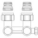 Узел нижнего подключения радиатора 1/2" НР x 3/4" НР, угловой, никелированный Multiflex F ZBU Oventrop