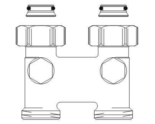 Узел для радиатора с функцией отключения 3/4" НГ x 3/4" НР, никелированный Oventrop