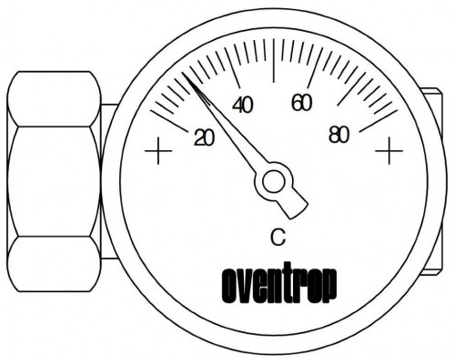 Монтажное шасси термометра Ду 20, 1", PN 10 с термометром (20-80°C) Oventrop