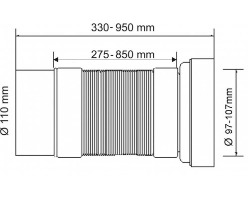 Гофра для унитаза 90/110 1000 мм с гладким окончанием McALPINE WC-F33P-RU