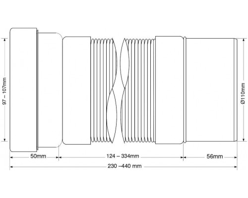 Гофра для унитаза 110 440 мм с гладким окончанием McALPINE WC-F23P