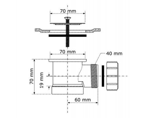 Сифон для раковины с короткий выпуском McAlpine MRBT70-40