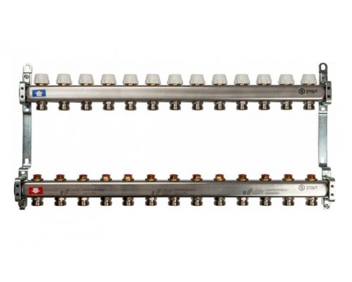 Коллекторная группа в сборе из нержавеющей стали без расходомеров на 13 выходов STOUT