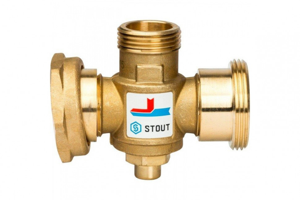 Клапан термостатический смесительный G 1"1/2M-G 1”1/2F-G 1"M, 70°С STOUT