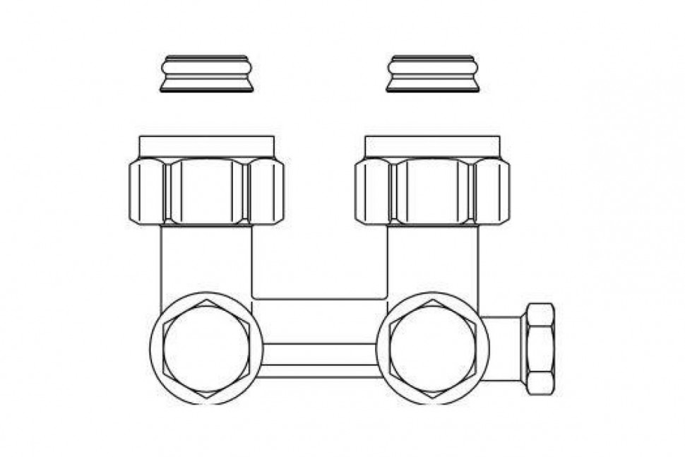Узел нижнего подключения радиатора 3/4" НГ x 3/4" НР, угловой Multiflex F ZBU Oventrop